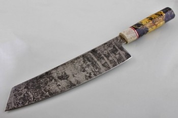 Японский кухонный нож "Кирицуке" Кованая 95х18. Рукоять рог, кап клена.